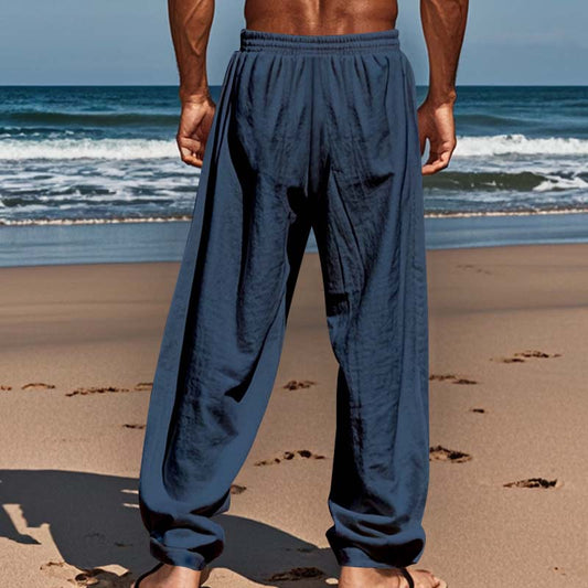 Pantalones de lino holgados de corte recto