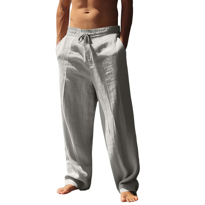 Pantalones de lino holgados de corte recto