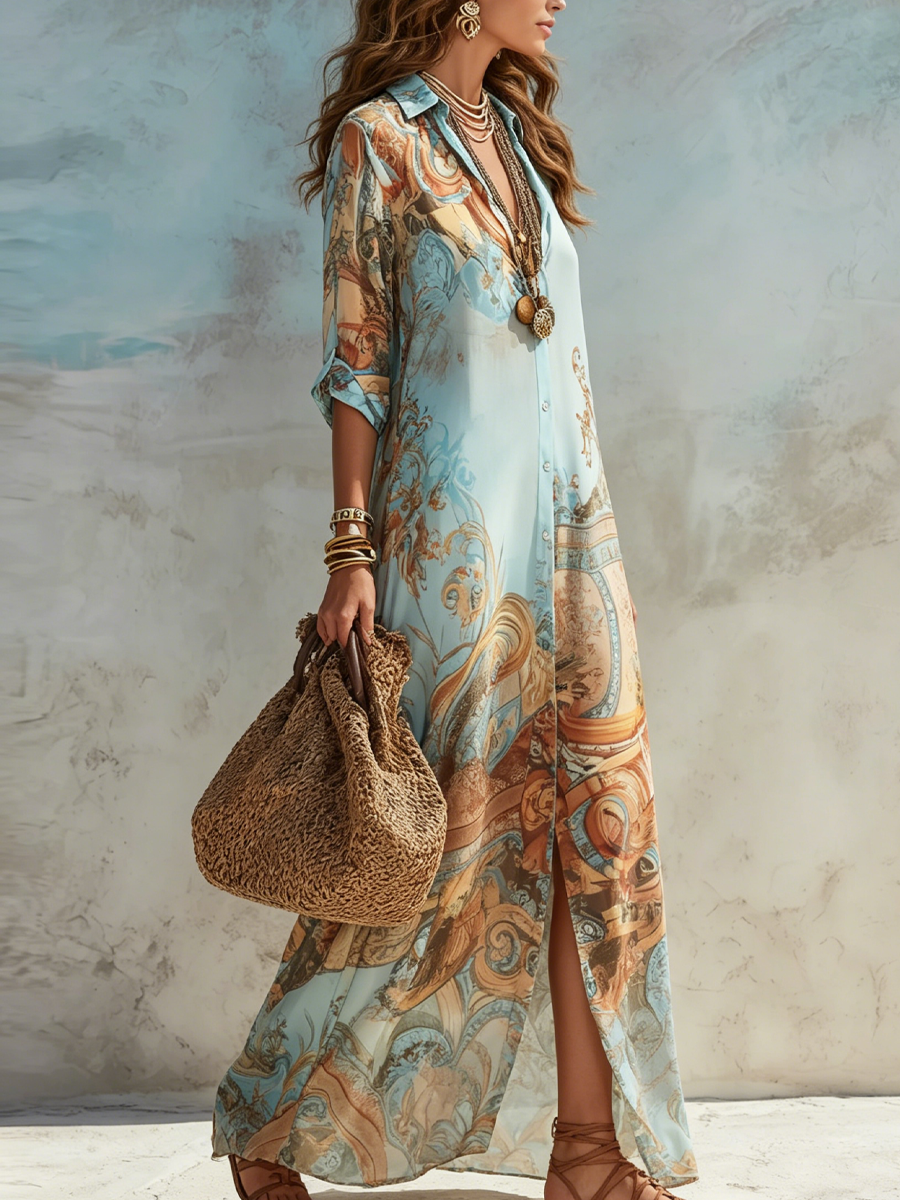 Vestido Baroque™ Camisero Elegante Fluido de Verano