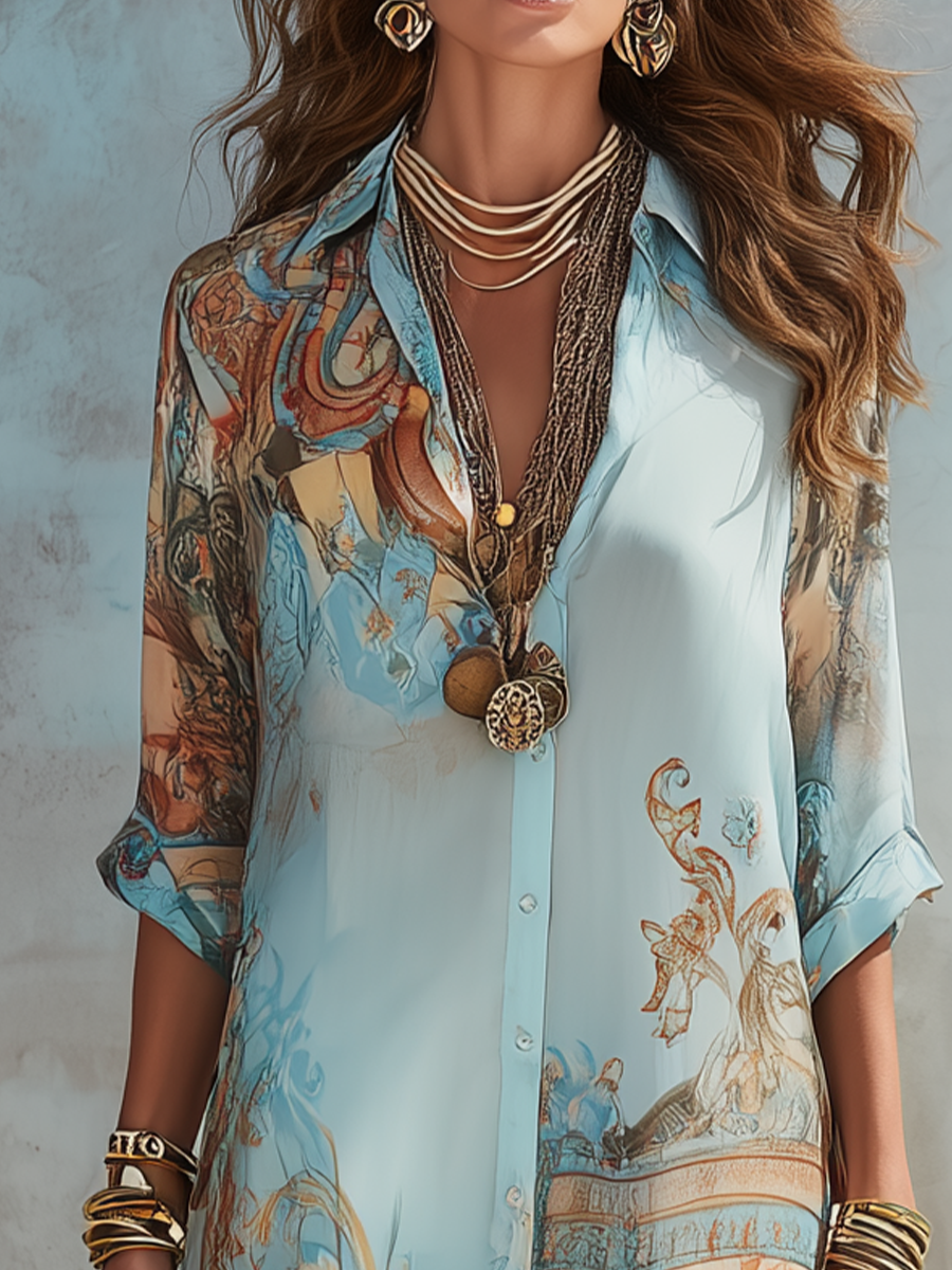Vestido Baroque™ Camisero Elegante Fluido de Verano