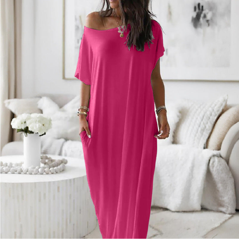 Vestido Casual Oversize de Hombro Asimétrico