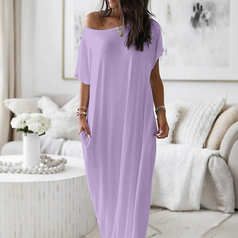 Vestido Casual Oversize de Hombro Asimétrico