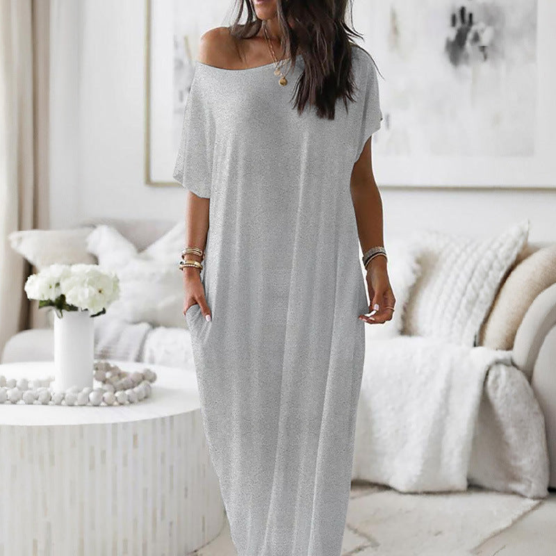 Vestido Casual Oversize de Hombro Asimétrico
