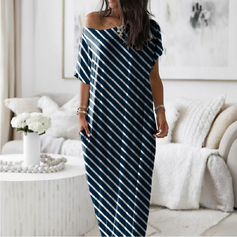 Vestido Casual Oversize de Hombro Asimétrico