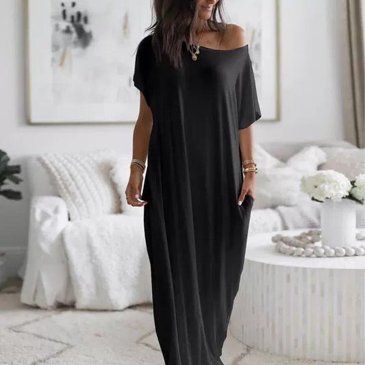 Vestido Casual Oversize de Hombro Asimétrico