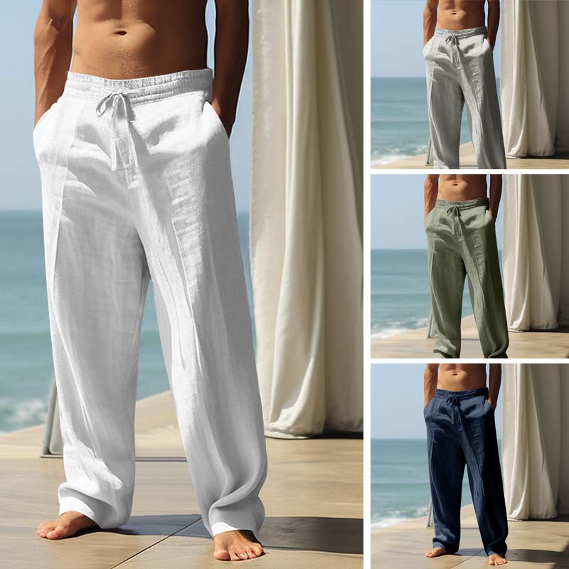 Pantalones de lino holgados de corte recto