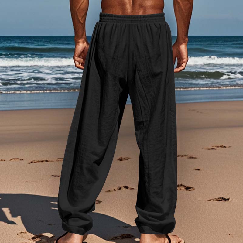 Pantalones de lino holgados de corte recto