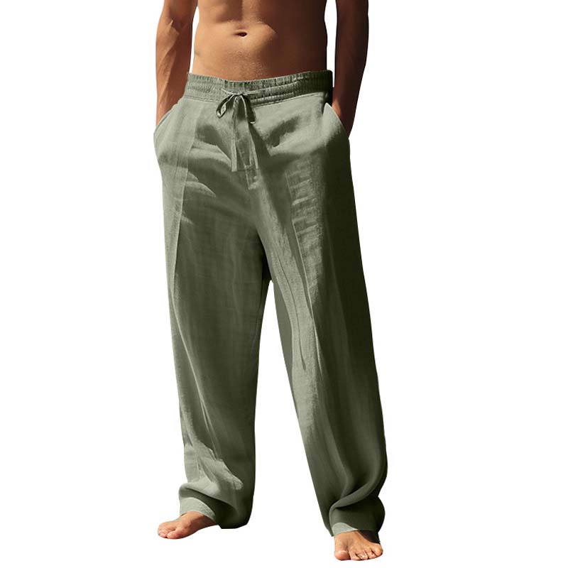 Pantalones de lino holgados de corte recto
