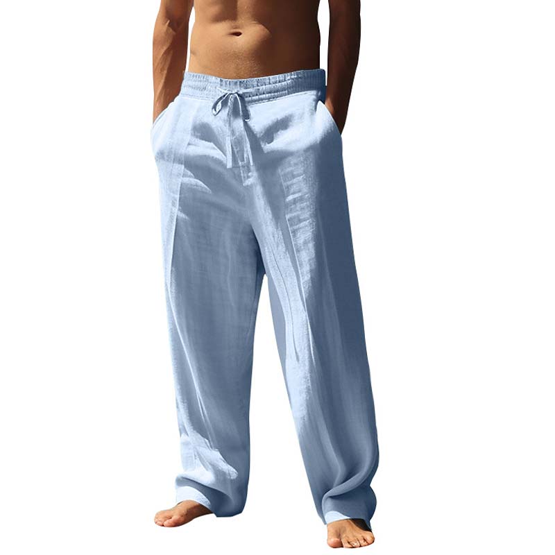 Pantalones de lino holgados de corte recto
