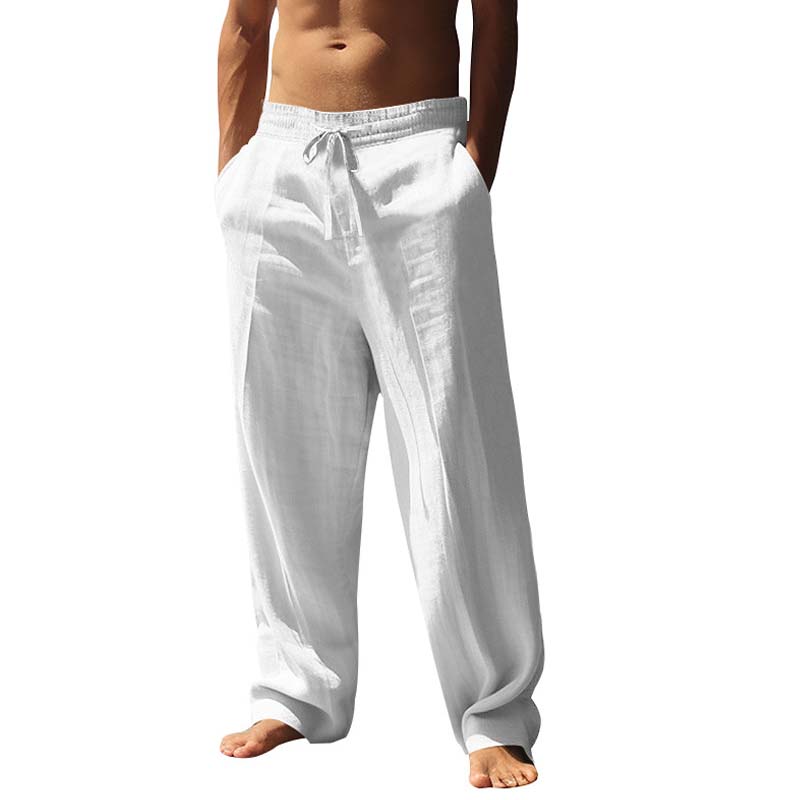 Pantalones de lino holgados de corte recto