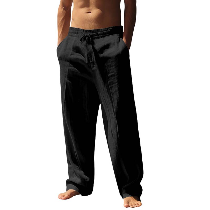 Pantalones de lino holgados de corte recto